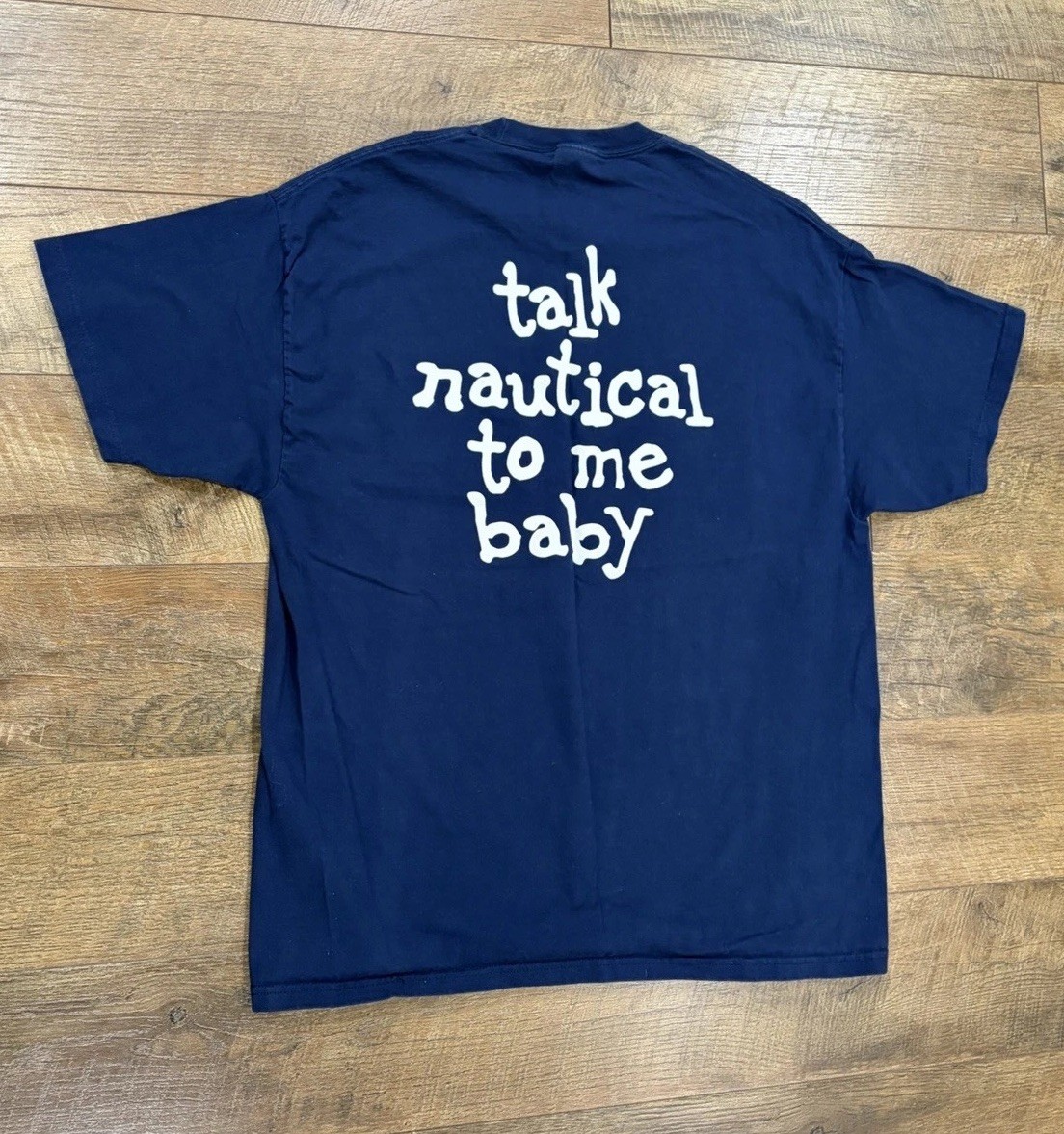 Vintage Nautical Fisherman Funny Dirty Graphic Tee Navy Blue Double Sided XL gallery
