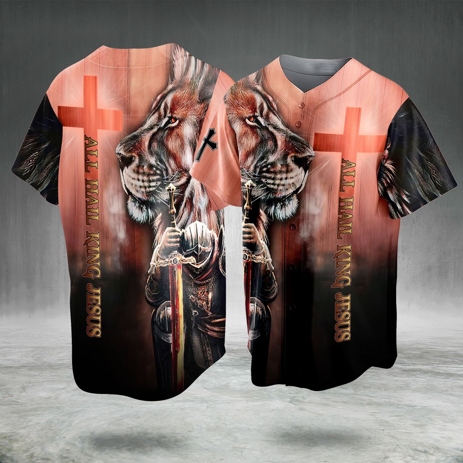 All Hail King Jesus Christian All Over Printed Baseball Jersey Full Size S-5XL gallery