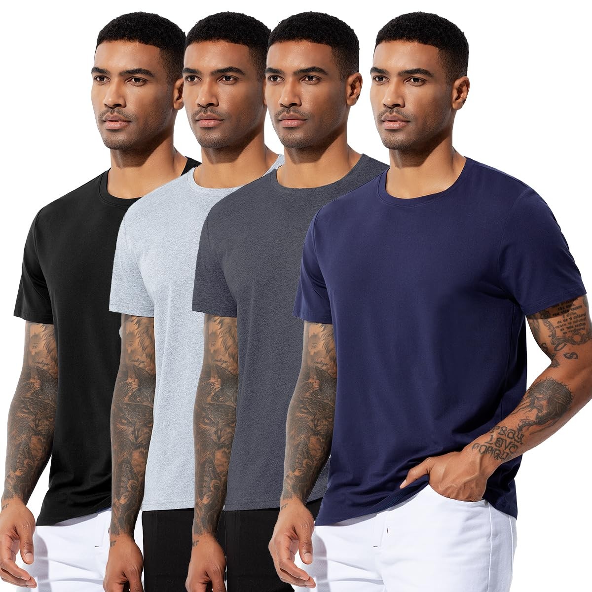 Men's Quick Dry Gym T-Shirts Multipack Workout Short Sleeve Shirts Athletic R... gallery