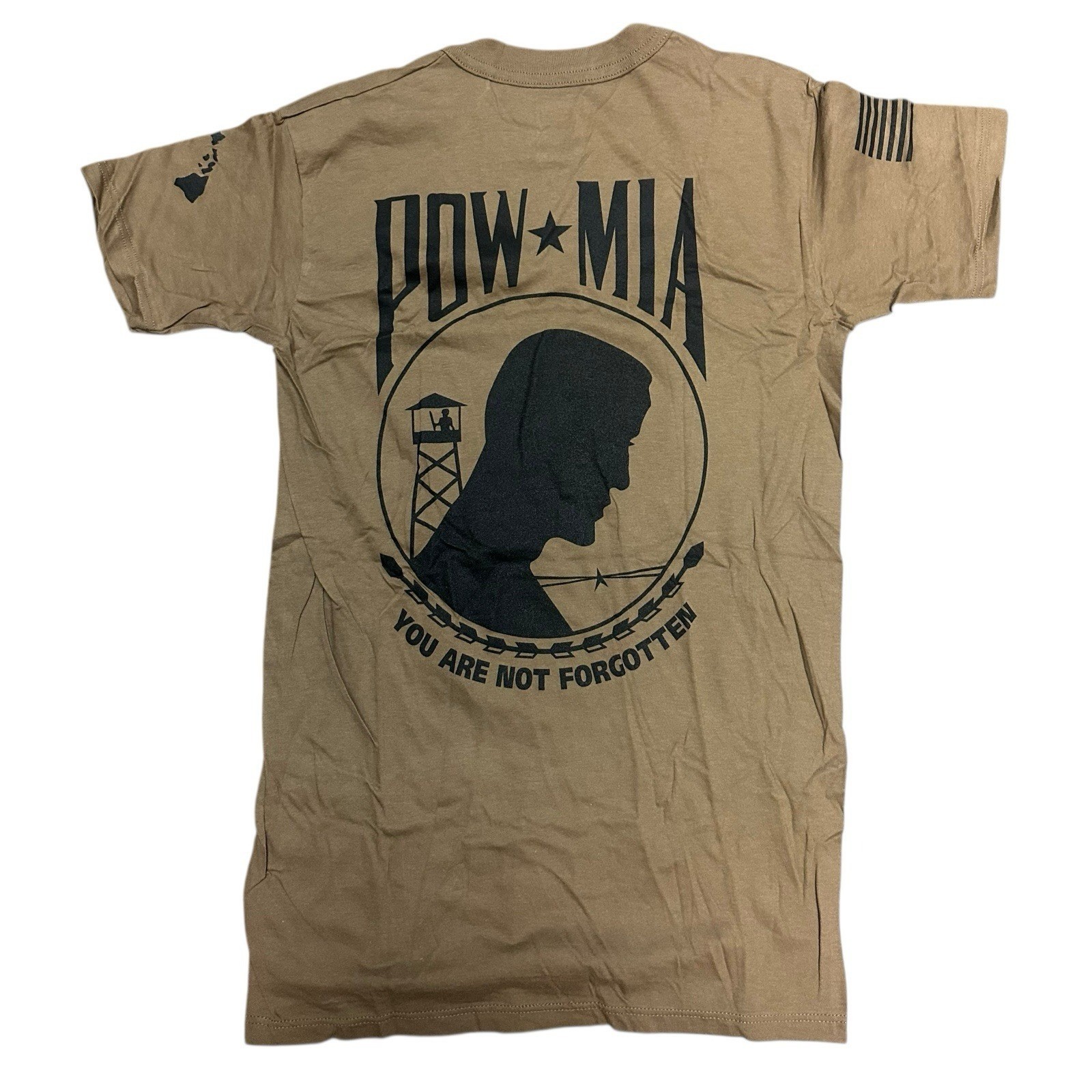 Khaki Military Shirt Mens "POW MIA" Size Small gallery