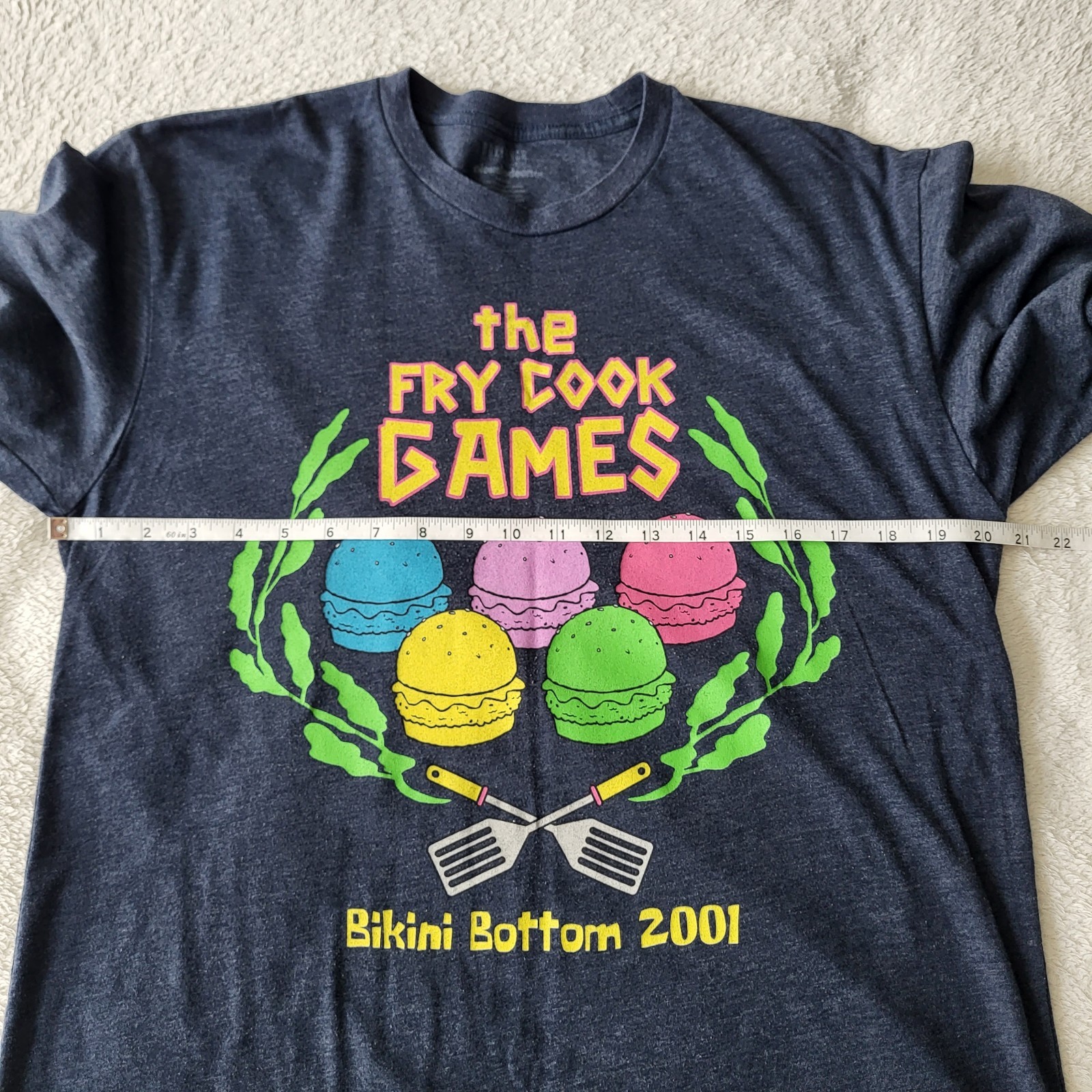 Vintage Y2K SpongeBob SquarePants T-Shirt Men's L Fry Cook Games 2001 BoxLunch gallery