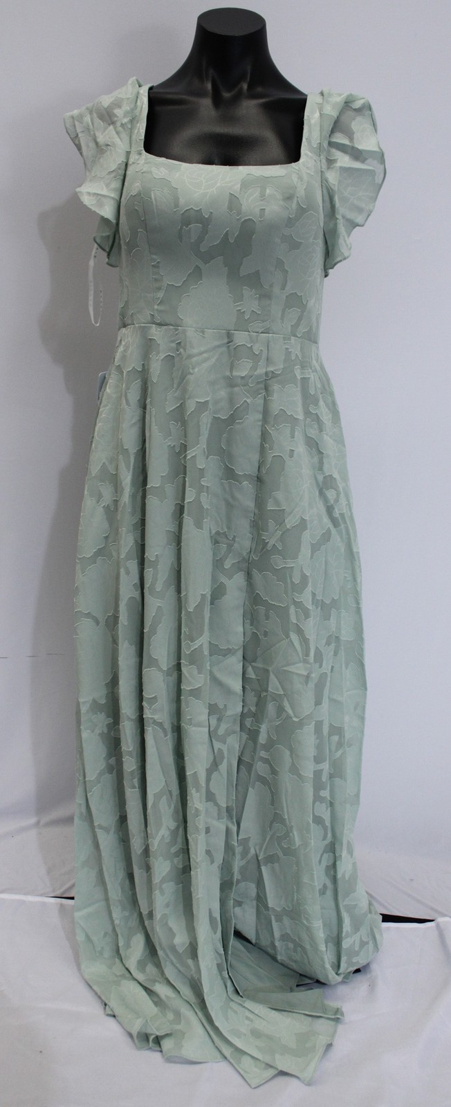 Azazie Women’s A-Line Bow Floral Burnout Square Neck Dress AP2 Agave Size: A6