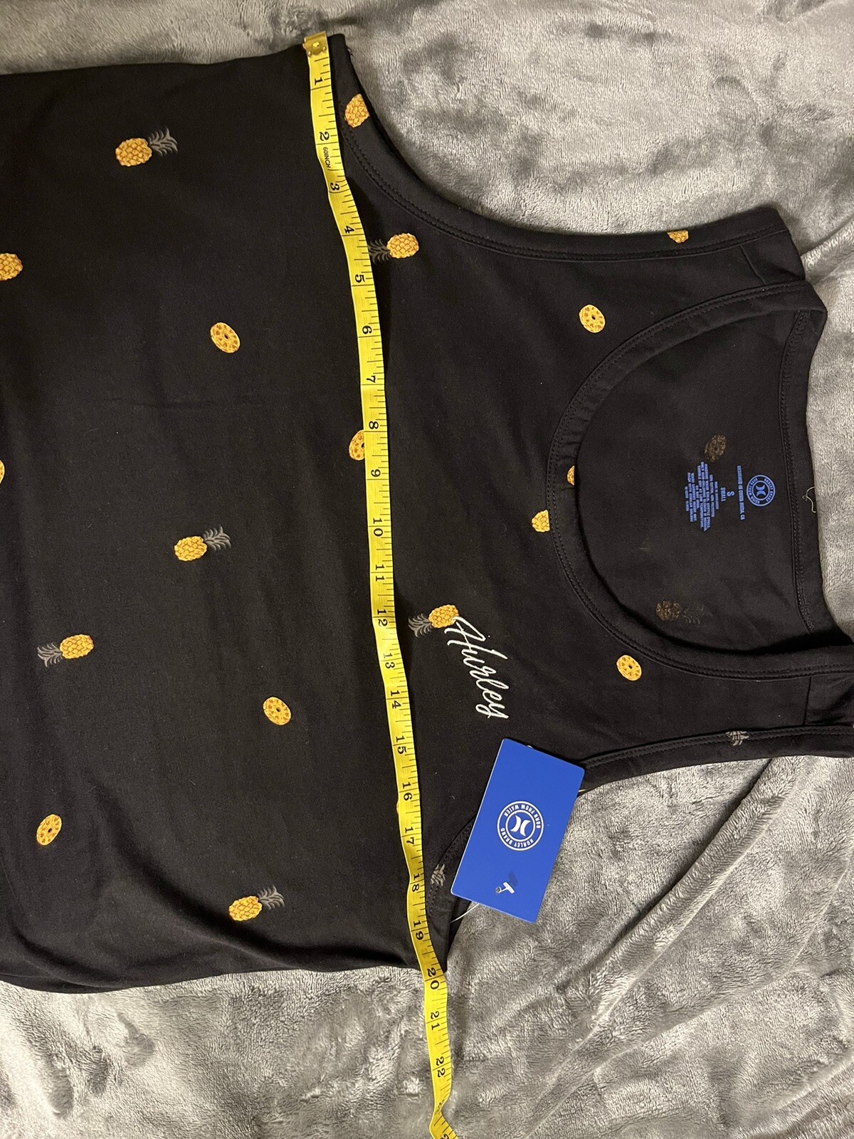 Hurley Men's Small The One & Only Graphic Tank Top Soft Cotton Pineapple Black gallery
