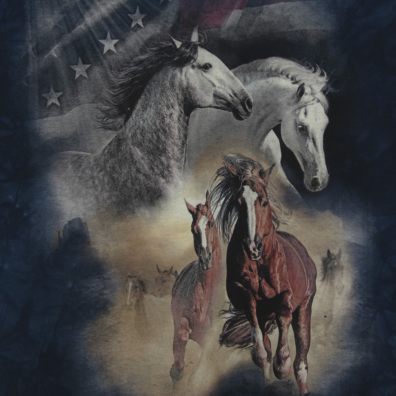 The Mountain Born Free Horses Men's Graphic Short Sleeve T-Shirt in Navy, XL gallery