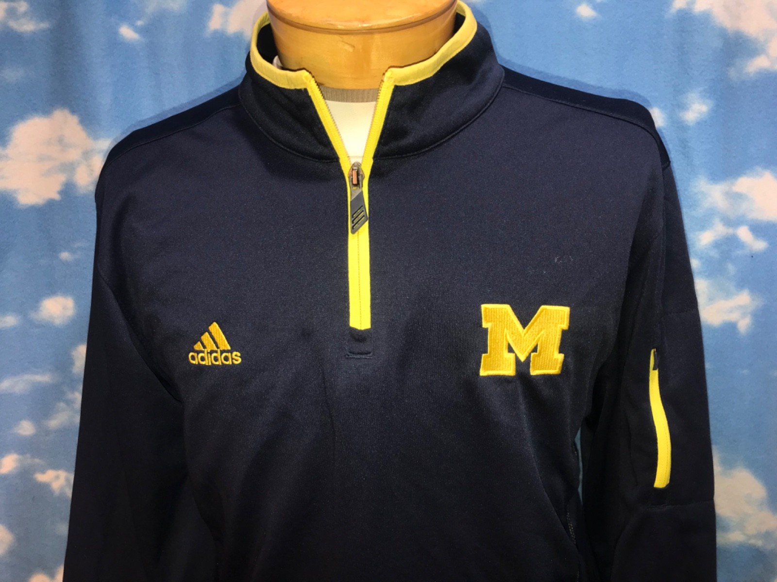 Michigan Wolverines Jacket Medium U of M Adidas 1/4 Zip Climate C36 gallery