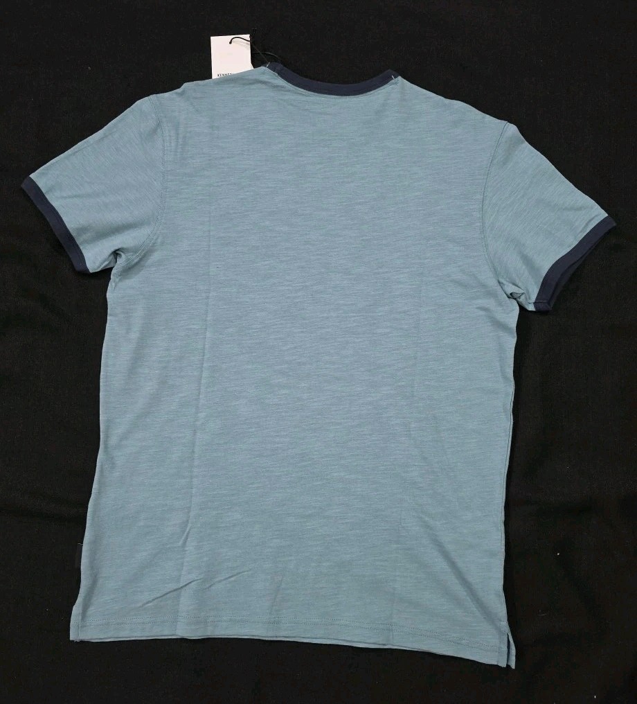Kenneth Cole The Ringer Tee Men's S/S T-Shirt Teal With Navy Trim - Medium NWT gallery