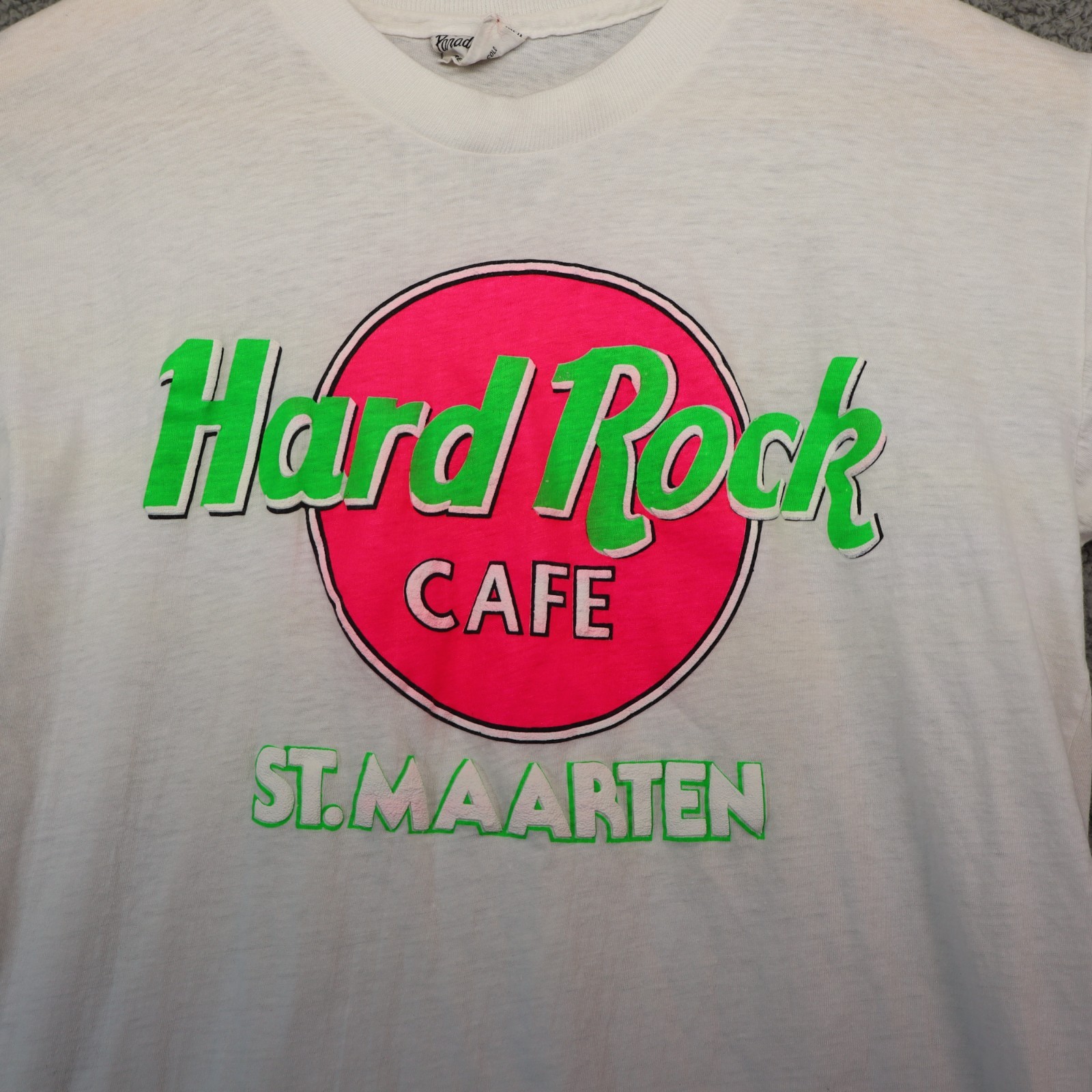 Men's Hard Rock Cafe St Maarten T Shirt White Sz 40 S/M see description gallery
