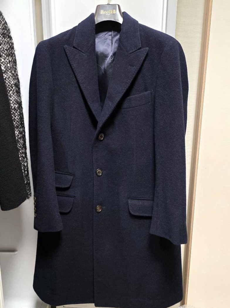 Brunello Cucinelli Wool Cashmere Navy Chester Coat 48 from japan gallery