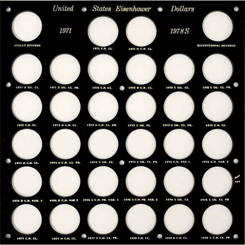 Capital Plastic Holder For Complete Eisenhower Dollar Coin Set Black Display New