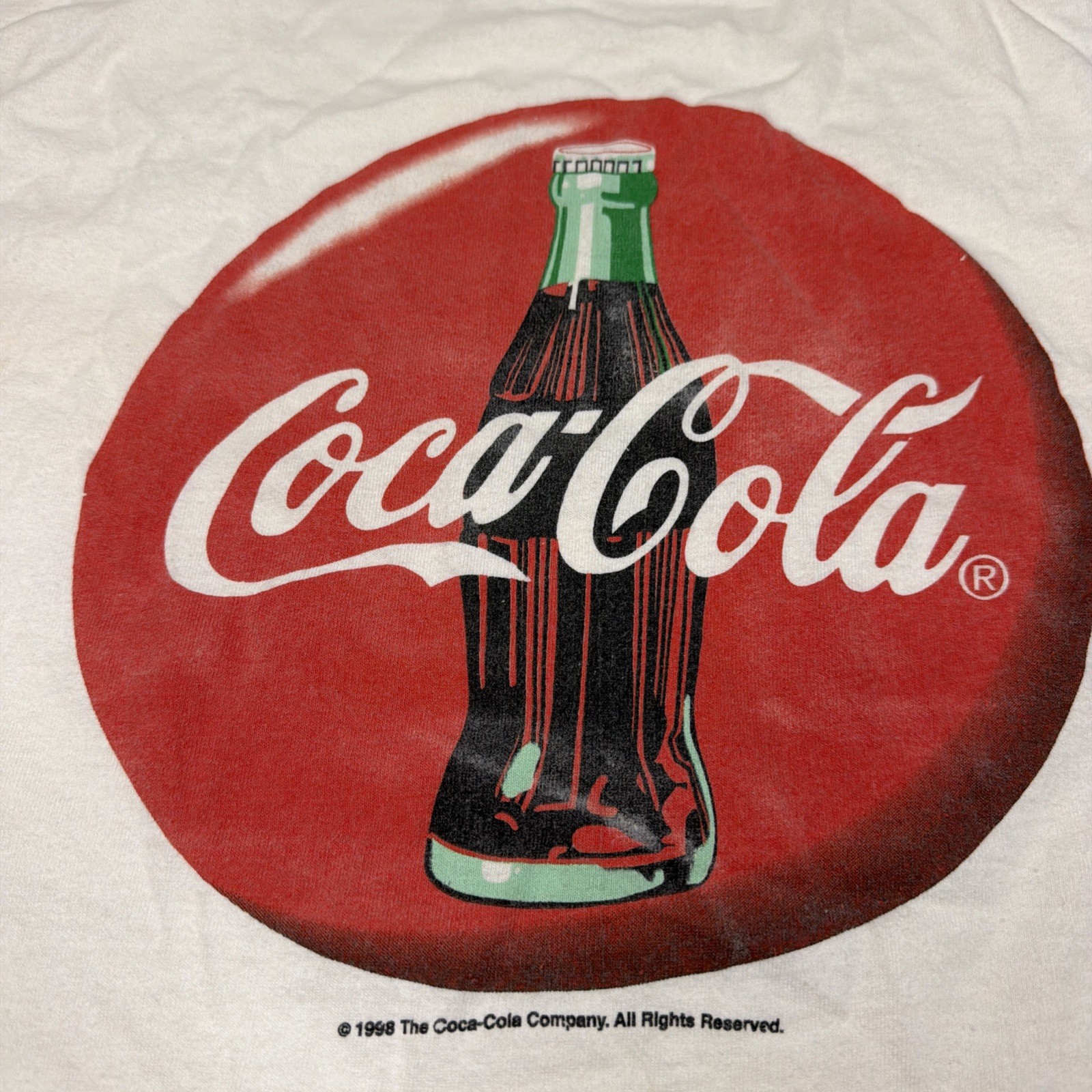 Vintage 1998 Coca-Cola Coke Classic Glass Bottle Logo Promo T-Shirt USA Made XL gallery