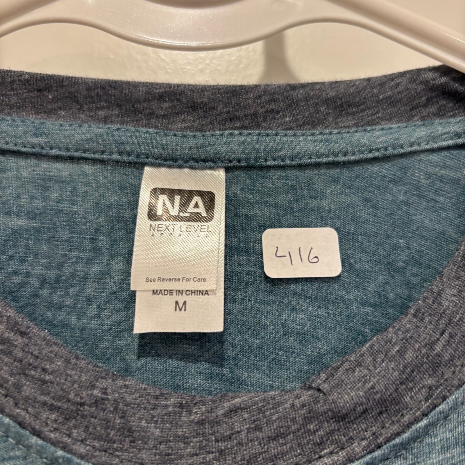 Next Level Apparel Mens Ringer T-Shirt Heather Teal Charcoal Grey Size S gallery