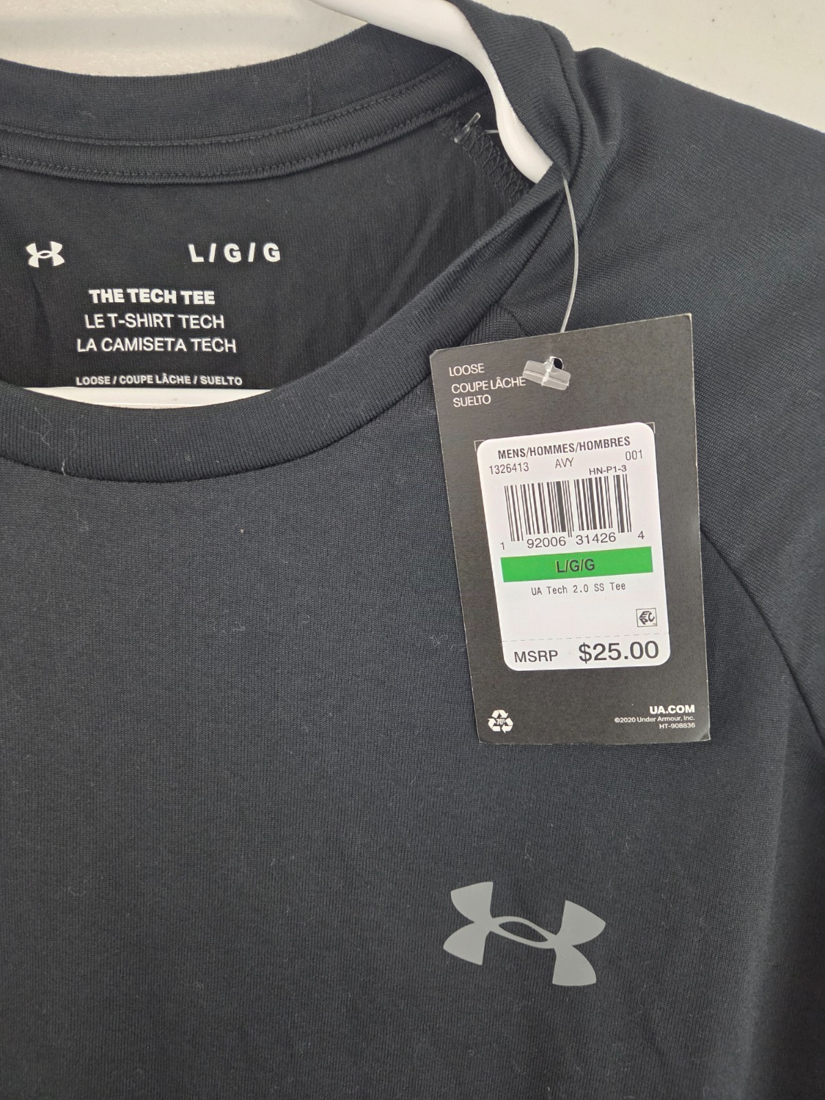 Under Armour 1326413 UA Men's Large TECH 2.0 Short Sleeve Black Athletic T-Shirt gallery