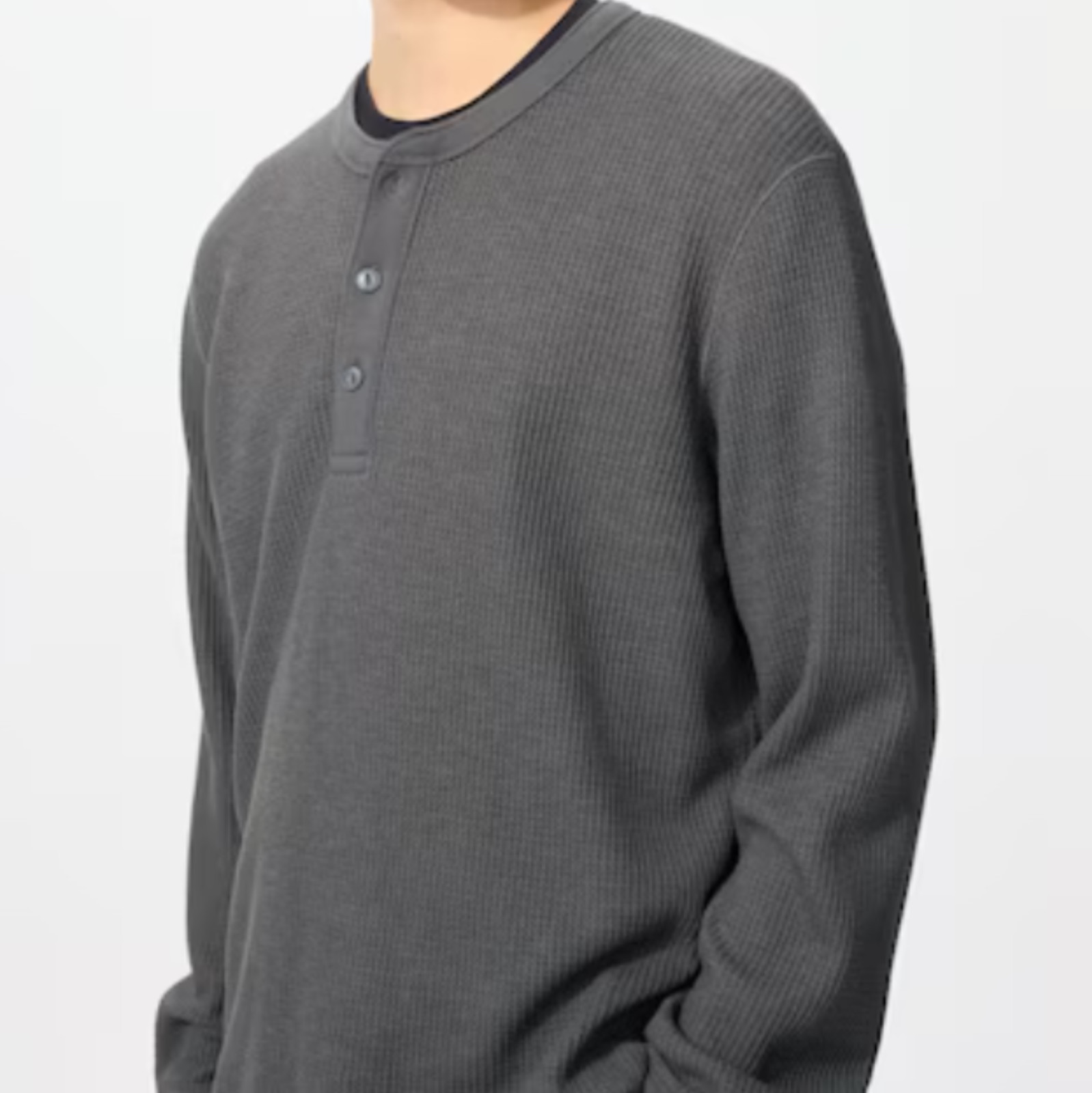 UNIQLO Waffle Henley Neck Long-Sleeve T-Shirt XS~4XL MEN New Japan gallery