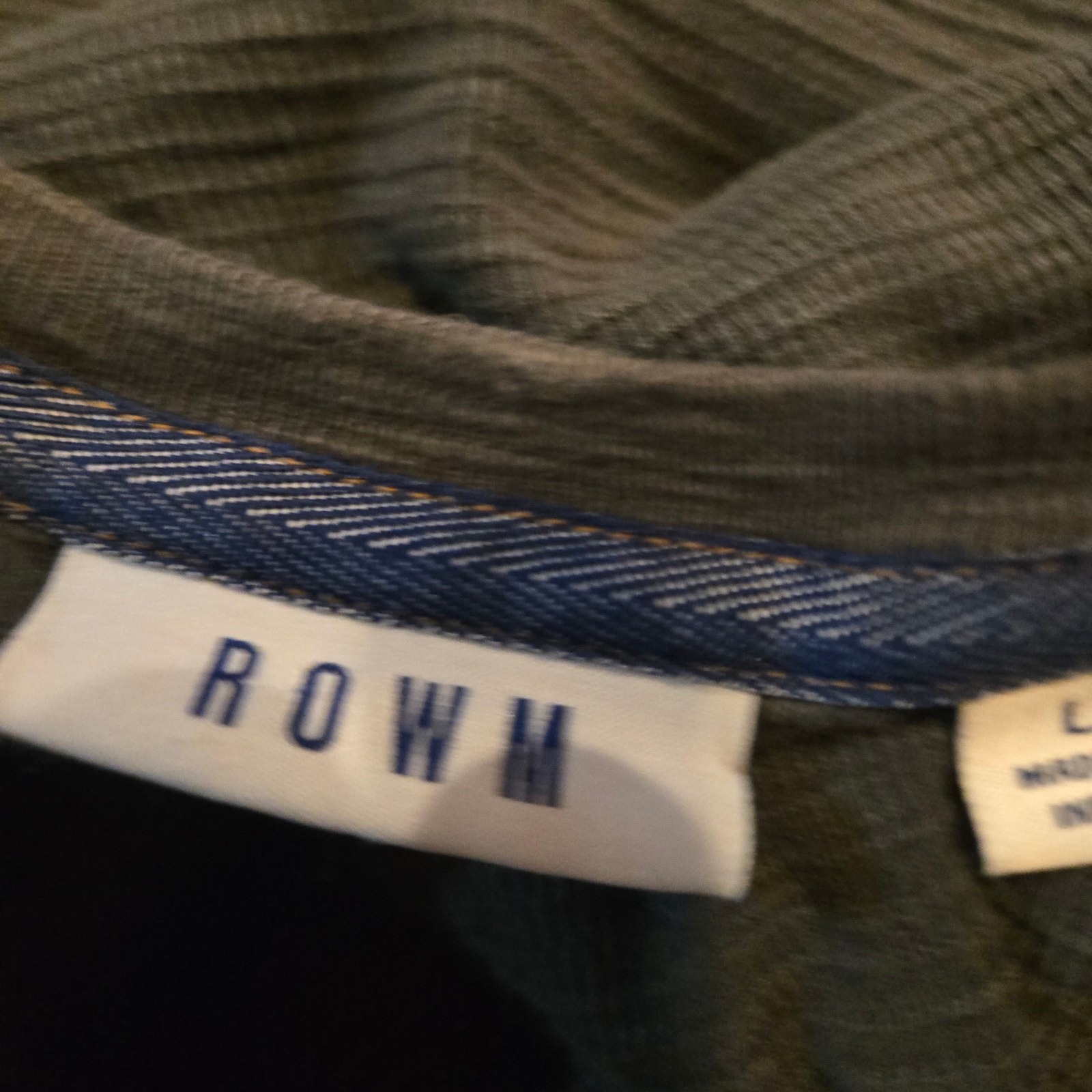 ROWN Charcoal Gray Textured Cotton Crewneck Long Sleeve Shirt Large gallery