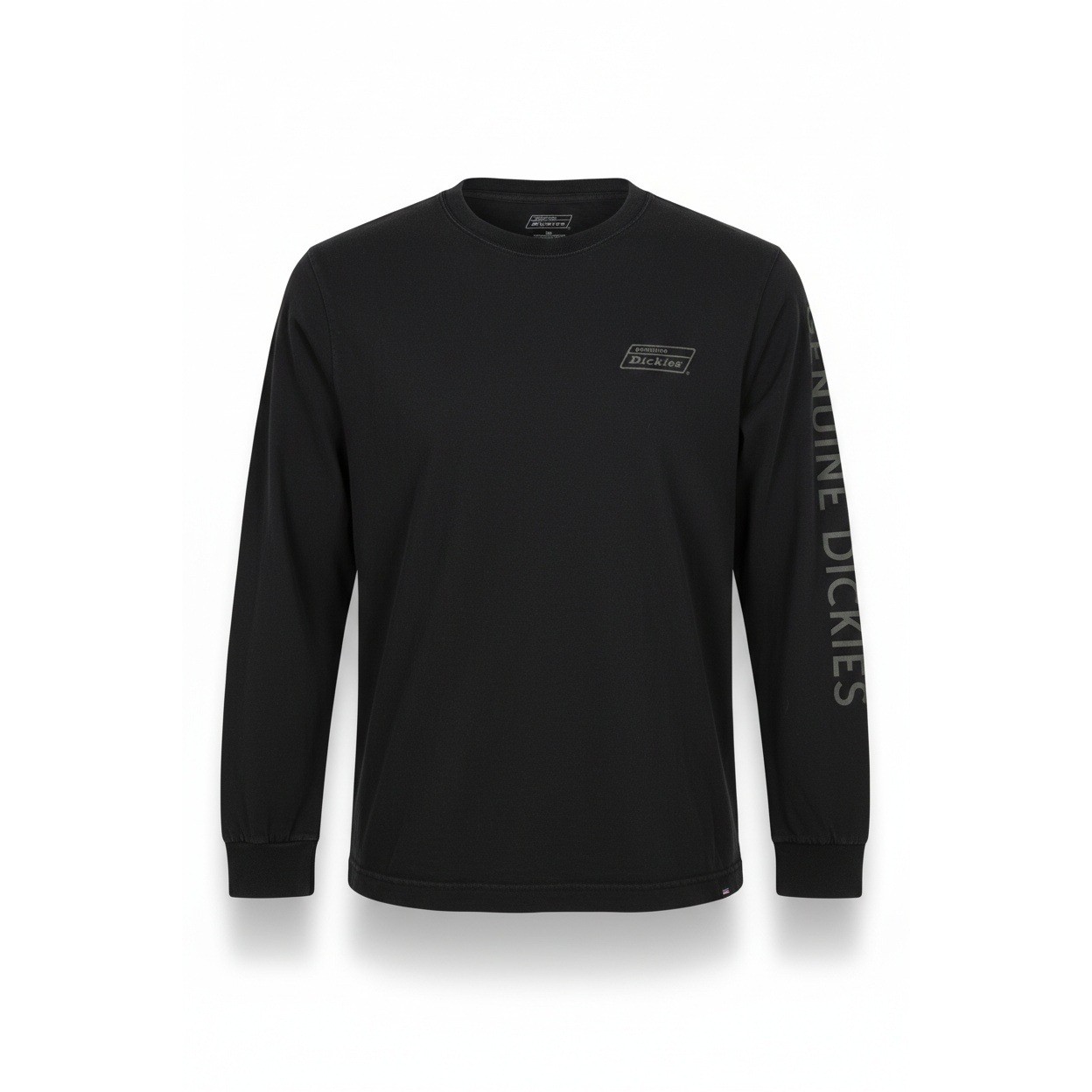 Genuine Dickies Long Sleeve T-Shirt Mens Medium Black Cotton Graphic Sleeve