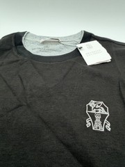 BRUNELLO CUCINELLI Black Embroidered Layered Short-Sleeve T-Shirt, Size XL