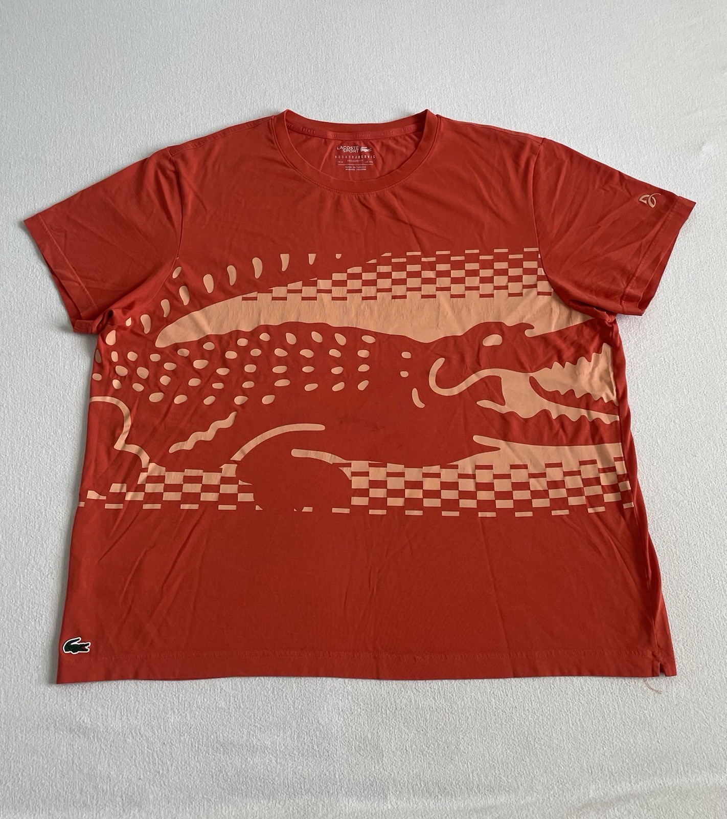Lacoste x Novak Djokovic Shirt Mens 4XL Croc Graphic Orange Tennis Tee Outdoor