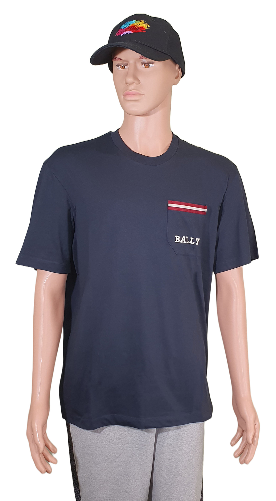 Bally 6233731 Men's Navy Blue 100% Cotton Pocket T-Shirt MSRP $300 gallery