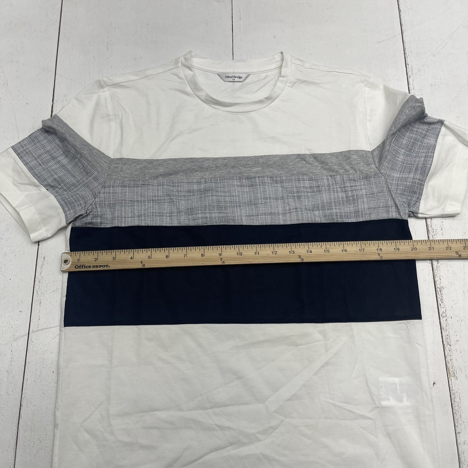 Mind Bridge White Blue Gray Colorblock T Shirt Mens Size 100 gallery