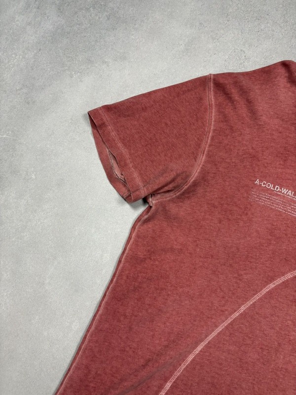 A-Cold-Wall Distressed Washed Red Asymmetric Seam T Shirt Mens L Streetwear gallery