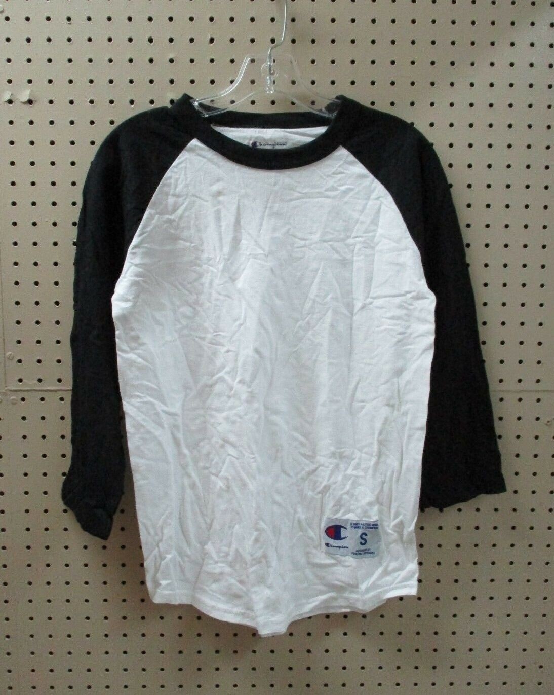 909B3 Champion T137 Youth Authentic Apparel Baseball Tee Small YSM Black & White gallery