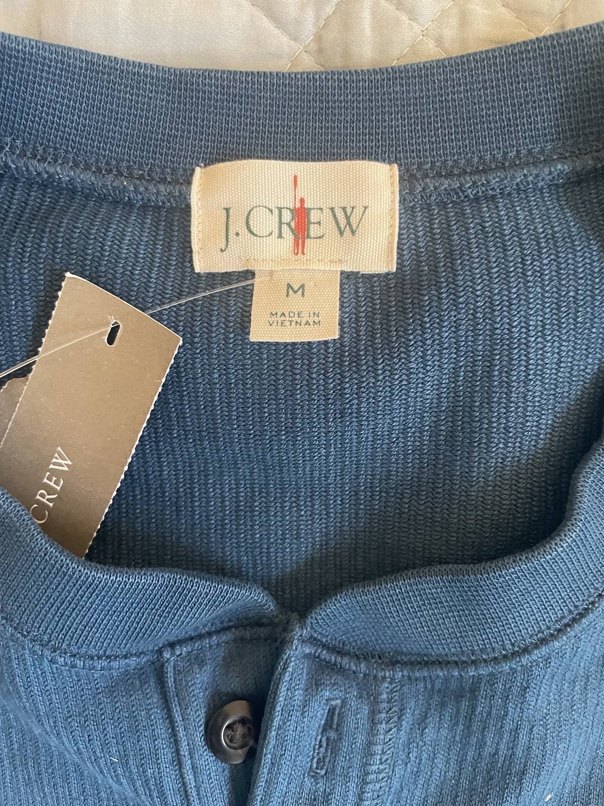 J. CREW Dense cotton herringbone henley in Granite Blue Size M $79.50 CR408 gallery