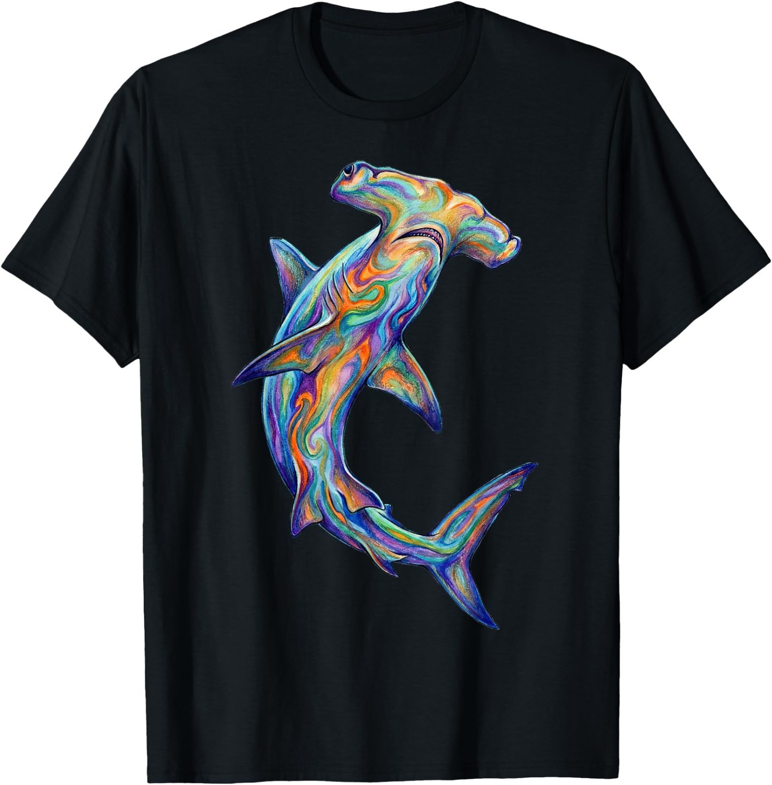 Hammerhead Shark Abstract Ocean Art Marine Life Colorful T-Shirt gallery