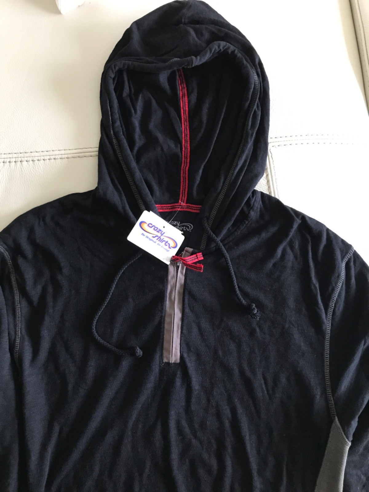 CRAZY SHIRTS – MEN’S 100% COT-HALF ZIP -PULLOVER HOODIE-SIZE: L – NEW WITH TAGS