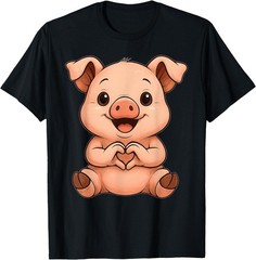 Pig with Heart Cute Pig Motif with Heart Symbol T-Shirt