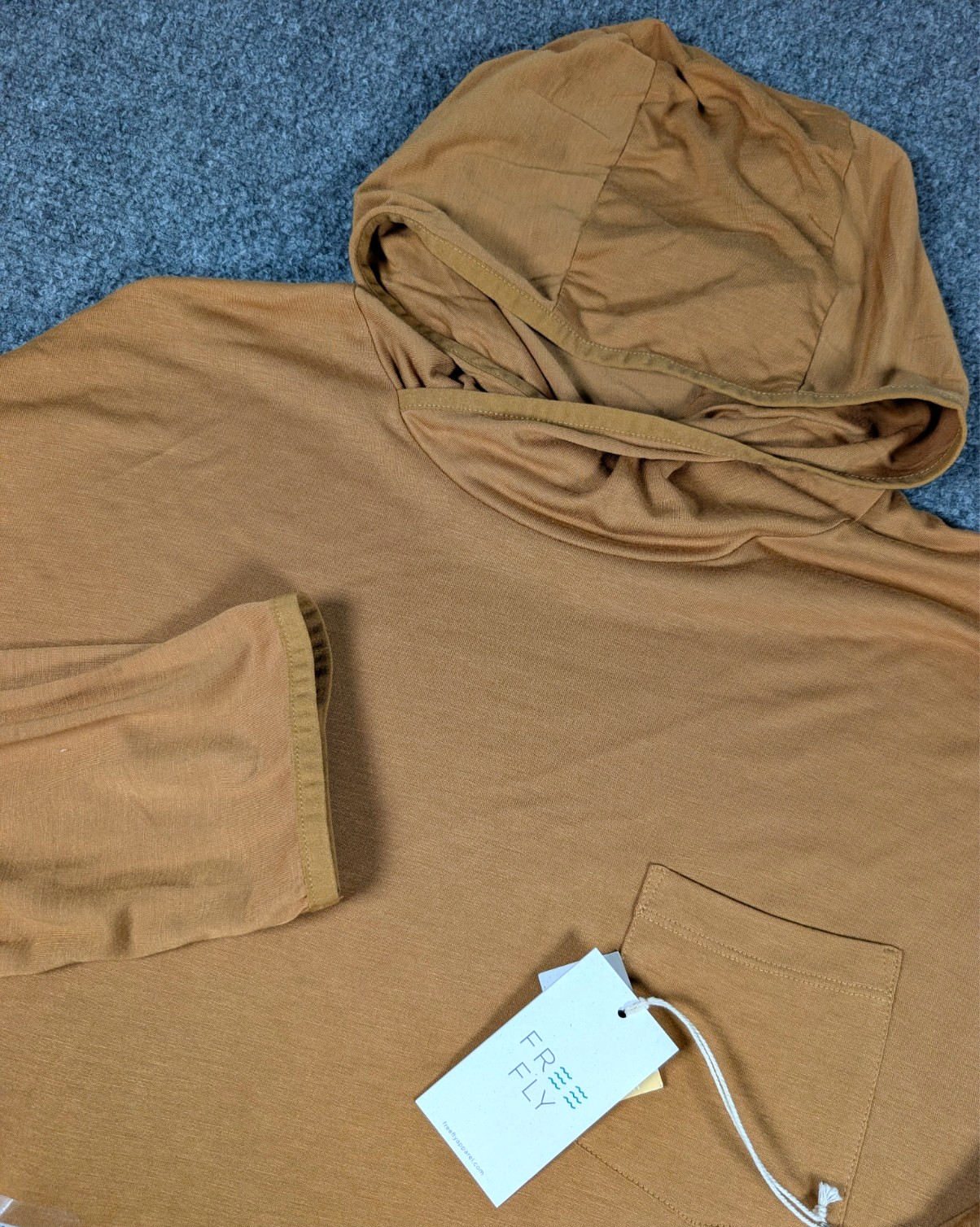 Free Fly Bamboo Lighweight Hoodie Mens 2XL Ochre Brown Sun UPF 30+ NWT