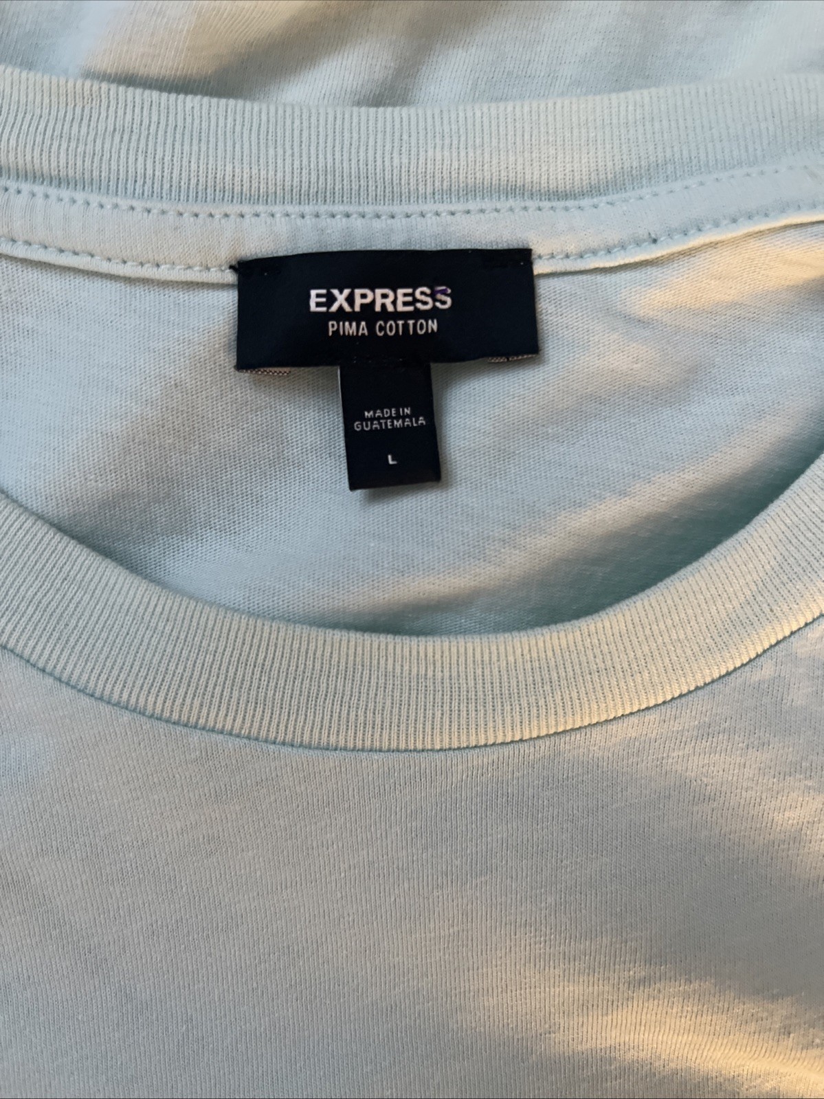 EXPRESS Mens Tee Shirt Crewneck Pima Cotton Classic Basic Light Green Large gallery