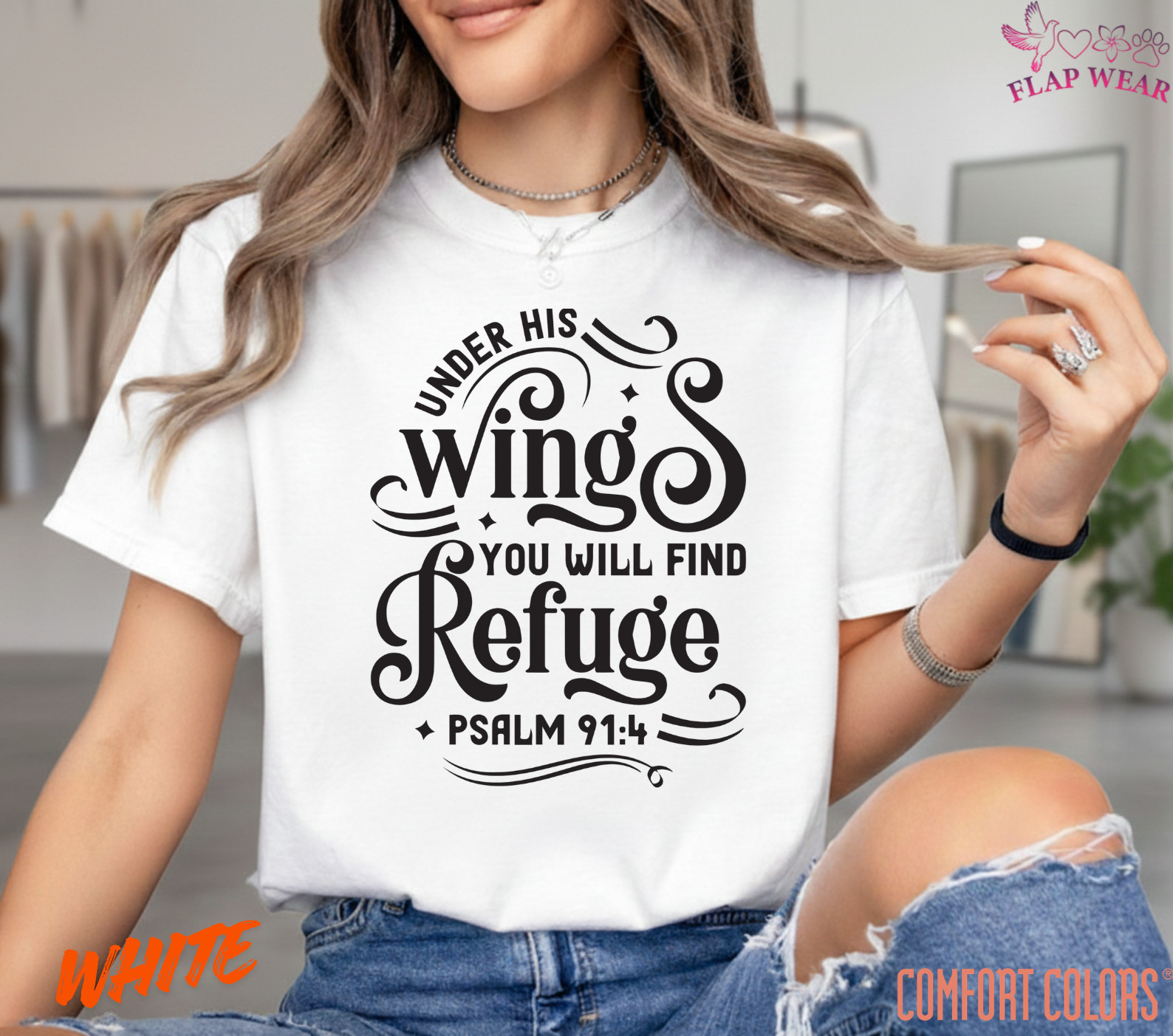 Unisex Psalm 91:4 Bible T-Shirt, Men T shirt,Women T shirt Gift Christian Top gallery