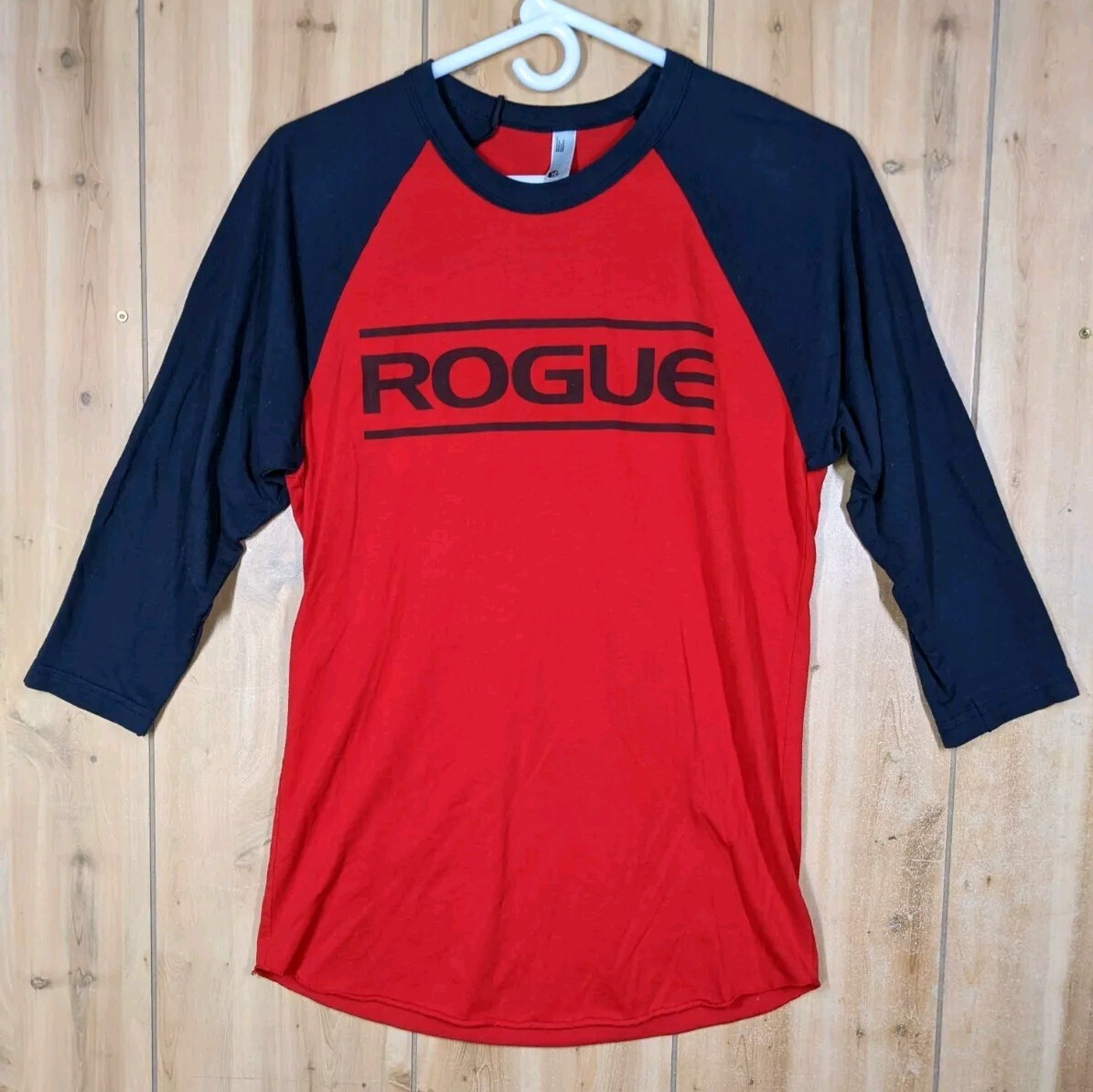 Rogue Fitness Raglan Shirt Mens S Red Navy 3/4 Sleeve Baseball Tee American Made gallery