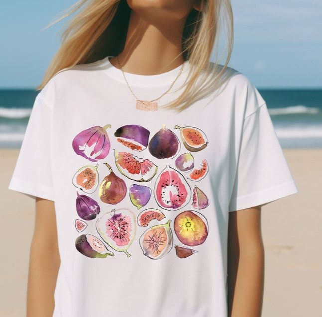 Figs T Shirt Vintage Graphic Fruit Boho Abstract Botanical Tee Vegan Unisex Tee