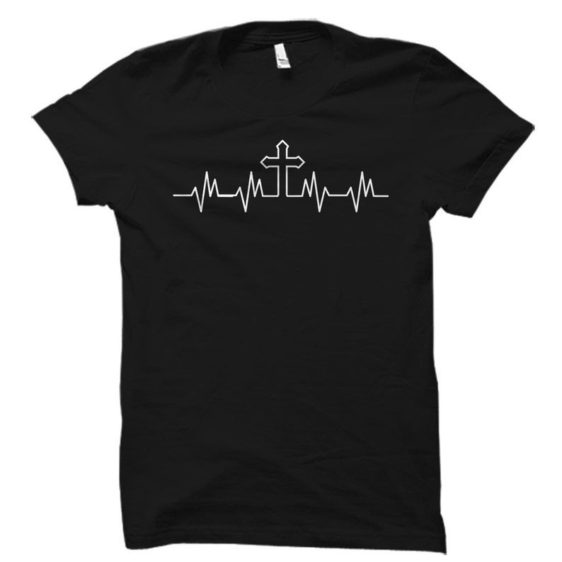 Cross Heartbeat Shirt. Cross T-Shirt. Religious Shirt.Cool Christian Shirt gallery