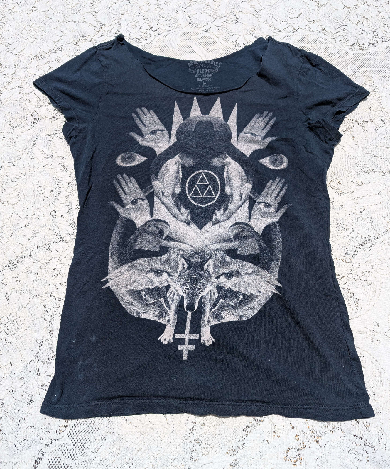 Vintage weathered grunge punk occult goth Demonbabies T-shirt