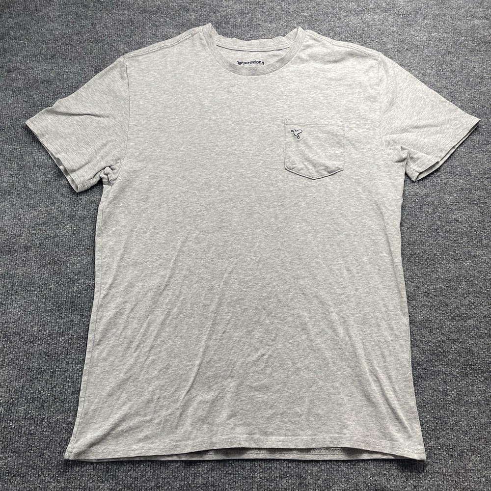 Bird Dog Performance T-Shirt L Soft Feel Lightweight Cotton Pocket Logo Gray