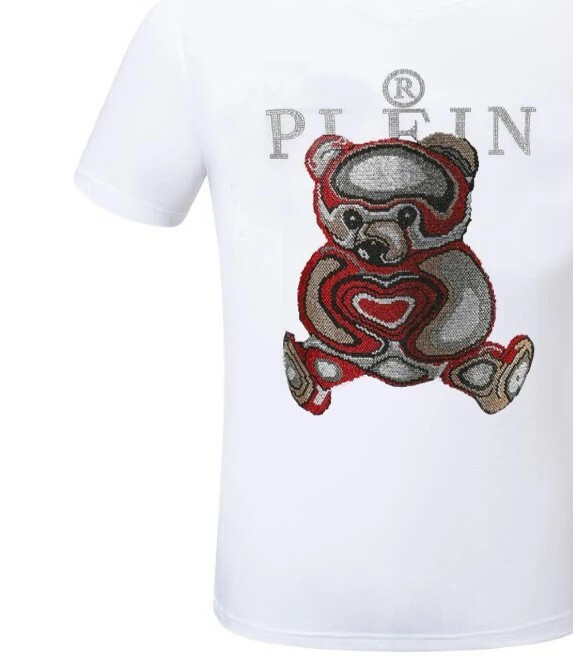 New Fashion Rhinestones Crazy Bear Luxury Men Black White T-Shirt High Quality gallery