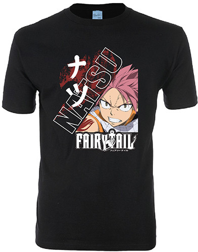 Fairy Tail Natsu Close Up Black Adult Men’s T-Shirt