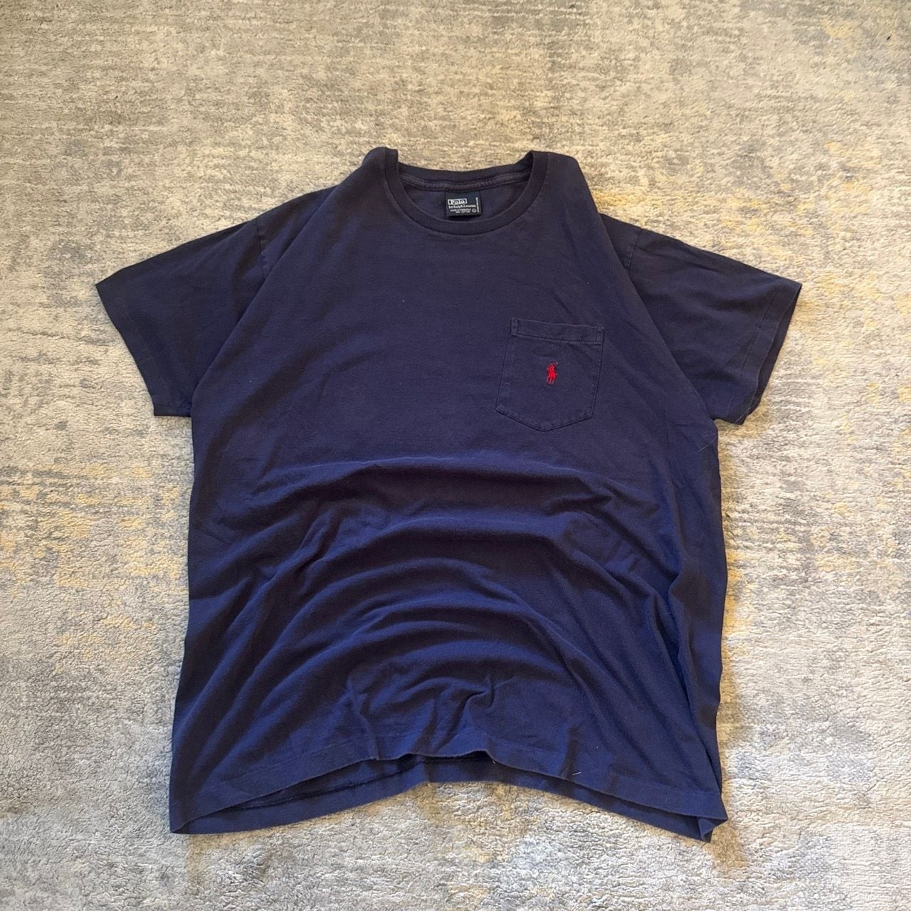 Vintage Single Stitch 80s Polo Ralph Lauren Classic Fit Pocket T-Shirt Navy Blue gallery