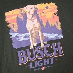 BUSCH LIGHT BEER Shirt MENS MEDIUM GREEN HUNTING DOG CASUAL FISHING Brew USA NWT