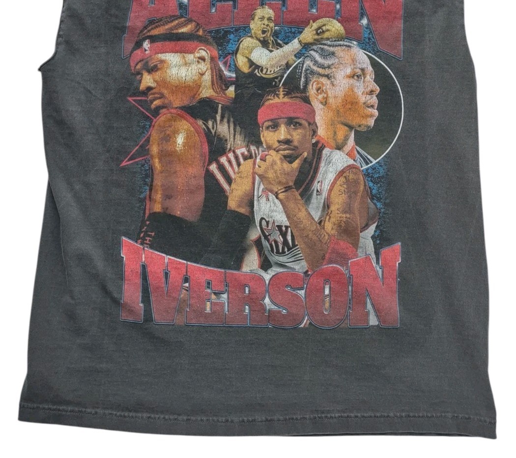 ALLEN IVERSON Vintage NBA Philadelphia 76ers Headshots Black Cutoff Shirt, HTF gallery