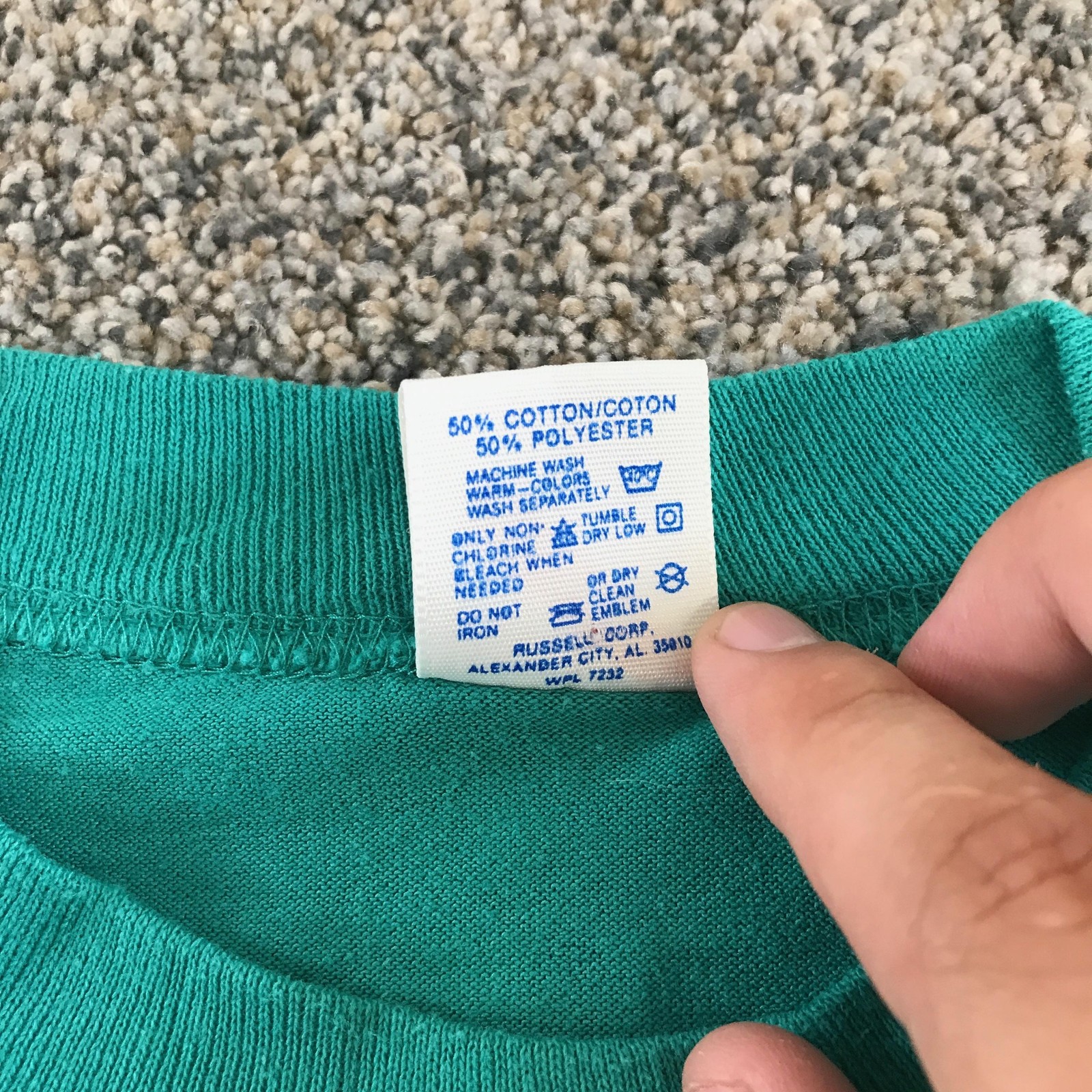 Vintage Gestalt Shirt Mens Medium Green Rainbow Graphic Tee Russell Athletic gallery