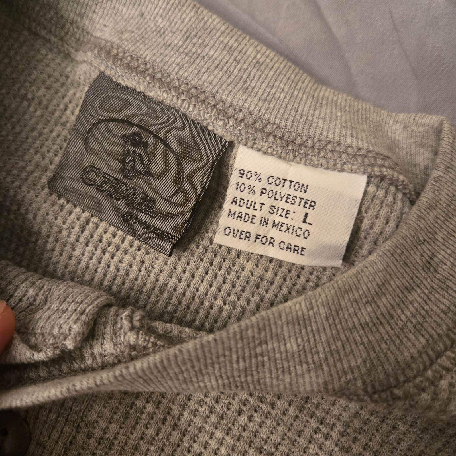 Vtg 1996 Camel Cigarettes Gray Waffle Thermal Henley L/S Shirt Men's L gallery