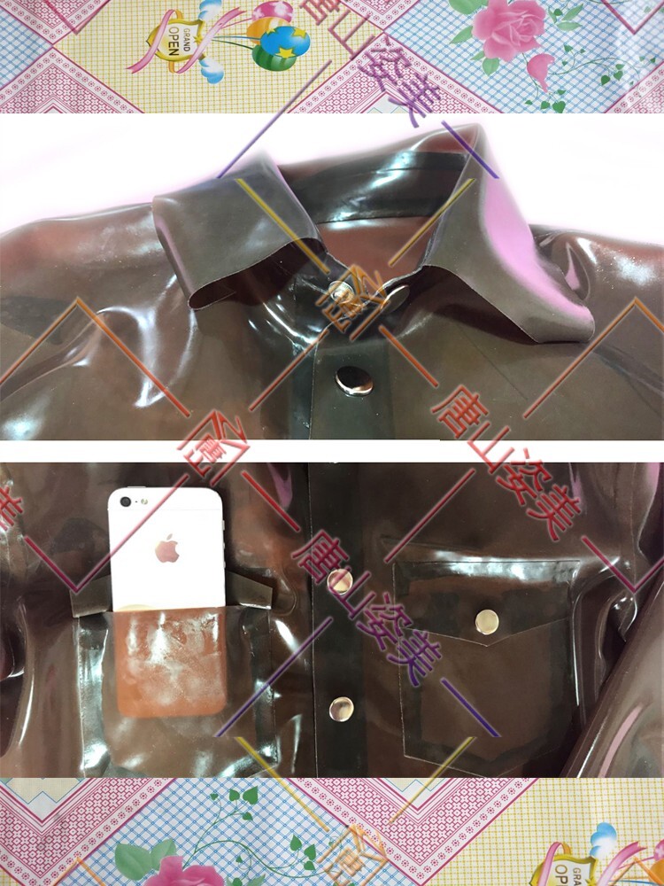 784 Latex Clothes Women's Latex Shirts Buckle Pockets Latex Customized 0.4mm gallery