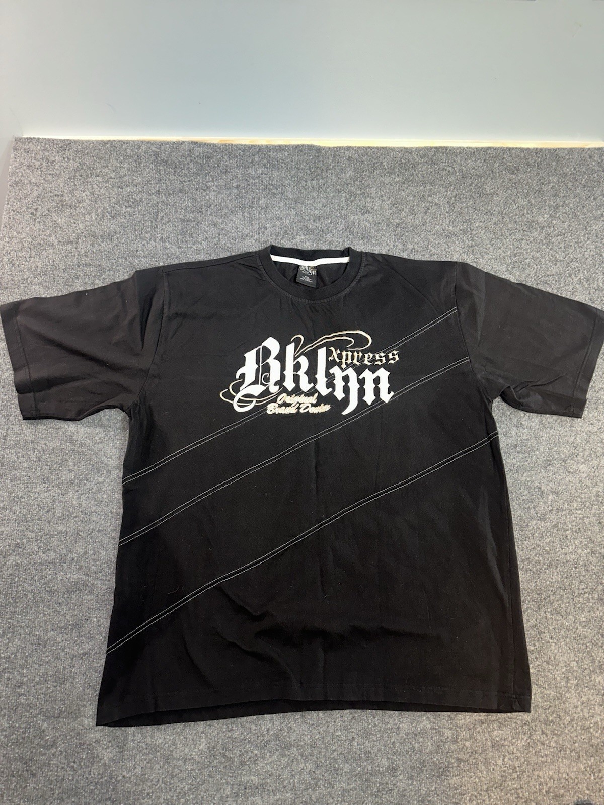 Express Men’s XXXL Black Crew Neck Graphic Print Embroidered Cotton T-Shirt