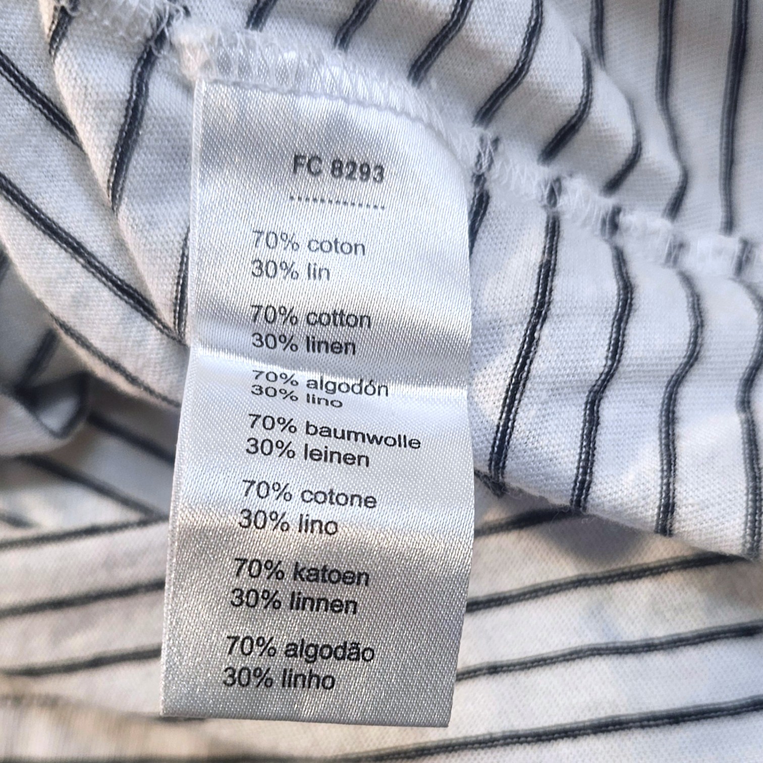LACOSTE Henley Linen Blend T-Shirt MENS Size 6 US XL Blue White Striped SEE FLAW gallery