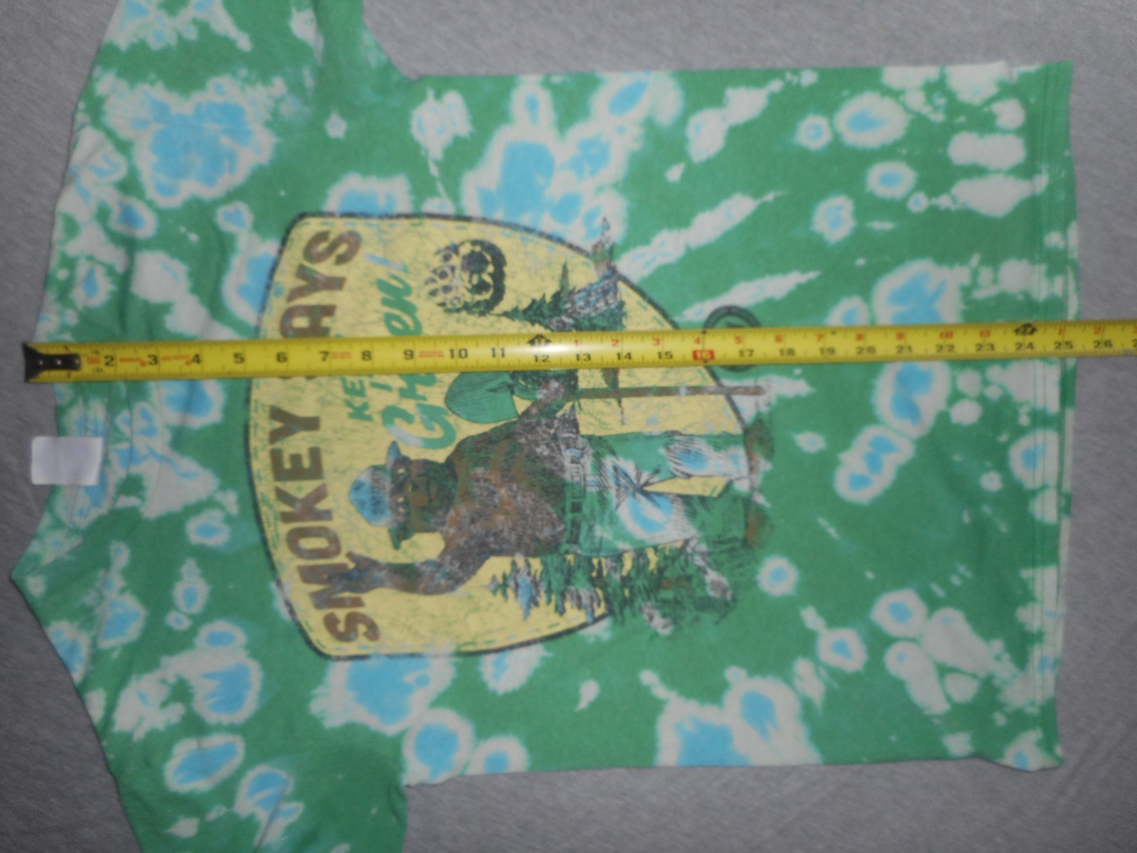 VINTAGE SMOKEY THE BEAR Keep It Green Tie-Dye T-Shirt - ADULT SMALL - RARE gallery