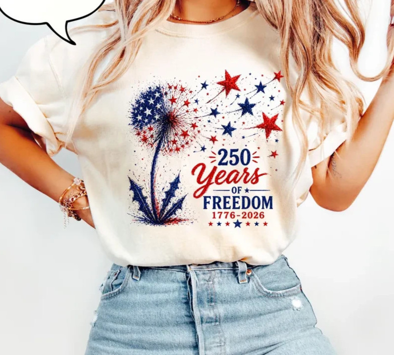Star Dandelion T-Shirt, 250 Years Of Freedom Shirt, Red White Blue Shirt gallery