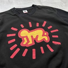 90s RARE Keith Haring Vintage Barking Dog Radiant Baby Pop Shop Art Tee T Shirt
